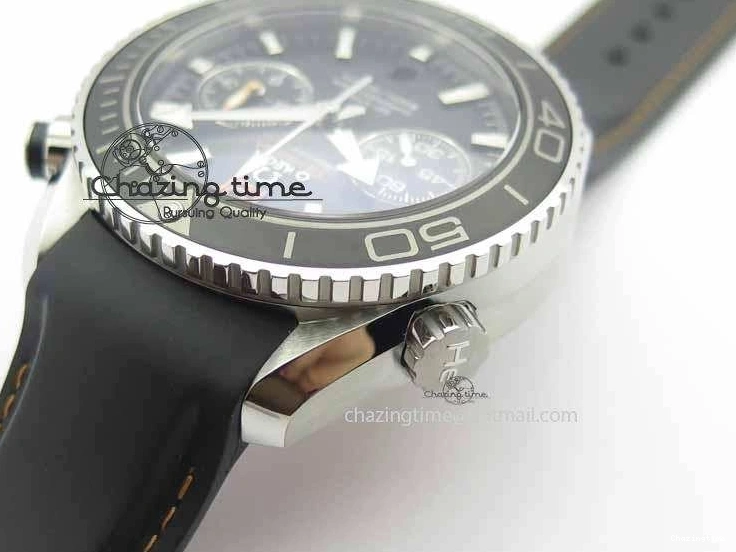 0429 Planet Ocean Master Chrono 45mm SS OM 1:1 Best Edition Black Dial Orange 12 On Rubber Strap A Durable 8169